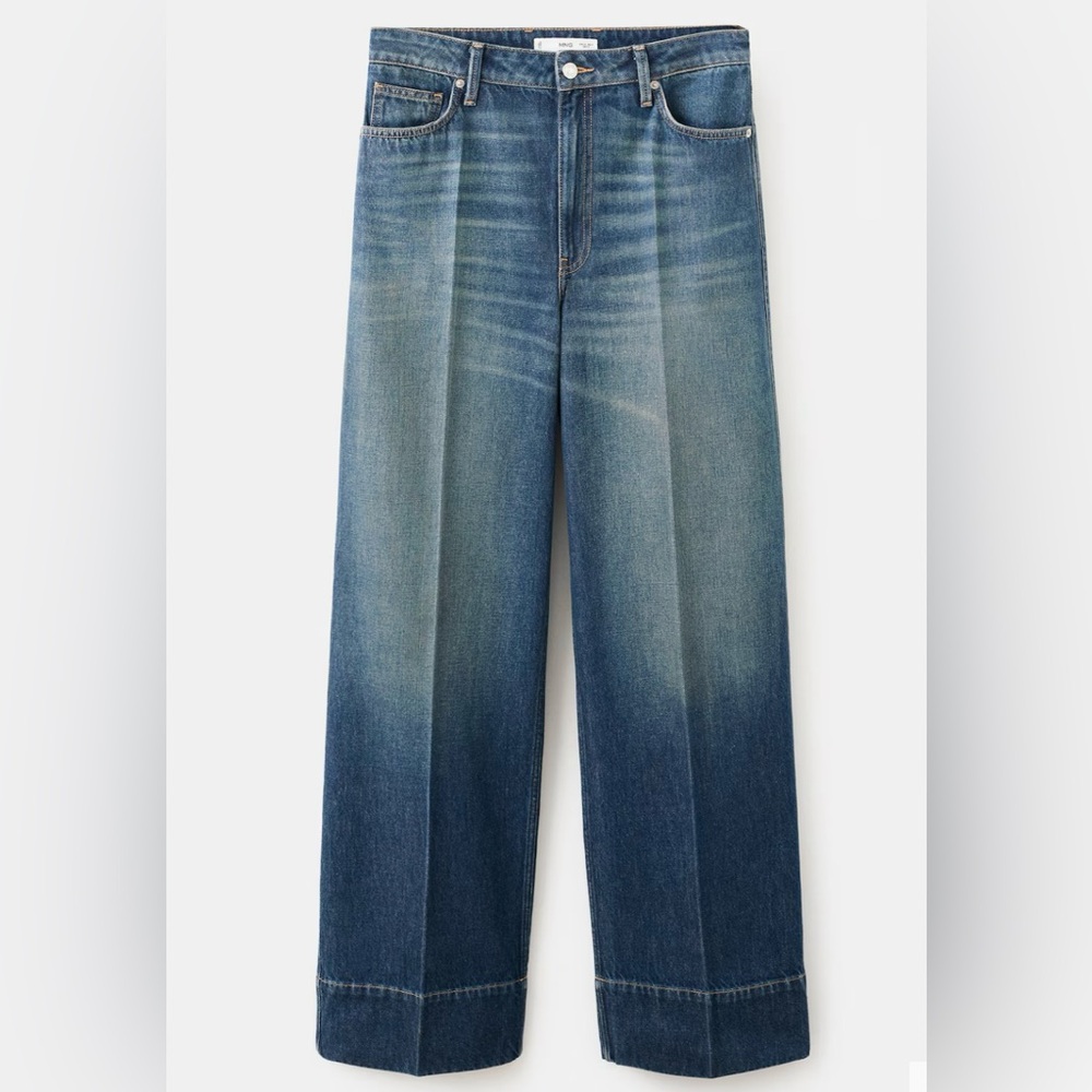 NWT Mango Straight Leg Jeans With Seam Stitching